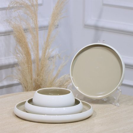 طقم صحون بورسلان /24 ابيض وجه بستاشيو JEC7675S27 ++