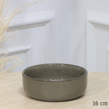 زبدية بورسلان مدور 16سم زيتي غامق EL194/10 =ت.ش1