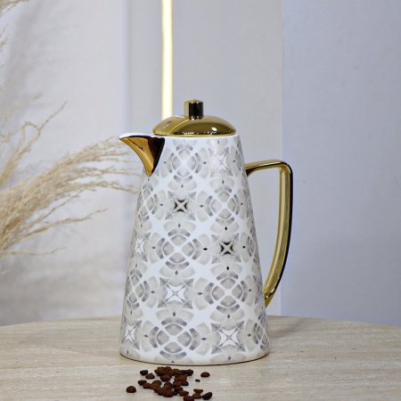 تيرموس قهوة بورسلان بيج مرسم رمادي 5211-1934-2G ++ع.ج