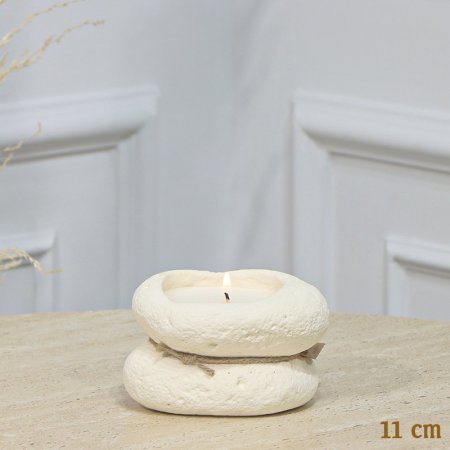 شمعة جبص بيج 11سم 1 عين بيضاوي شمع ابيض EL161/17 =ت.ش1