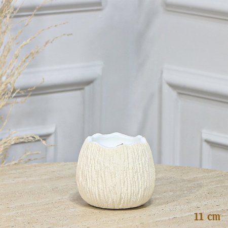 شمعة جبص بيج 11سم 1 عين شكل جوز هند شمع ابيض EL161/27 =ت.ش1