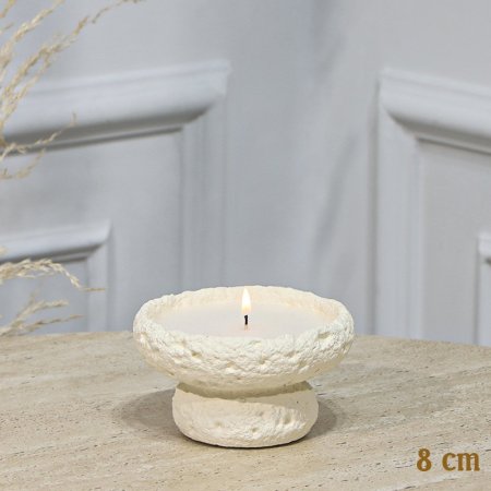 شمعة جبص بيج 8سم 1 عين مدور شمع ابيض برجل EL161/28 =ت.ش1