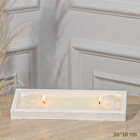 شمعة جبص بيج 30*10سم 2عين مستطيل شمع ابيض مورد EL161/4 =ت.ش1