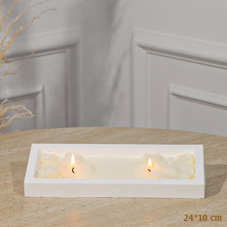 شمعة جبص بيج 24*10سم 2عين مستطيل شمع ابيض مورد EL161/5 =ت.ش1