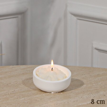 شمعة توزيعات جبص ابيض 8سم مدور شكل وردة شمع ابيض EL161/7 =ت.ش1