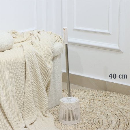 فرشاة حمام 40سم مدور بلاستك ابيض محزز يد ستانلس طويل EL200/1 =ت.ش2