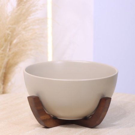 جاط سلطة بورسلان بيج ماط قاعدة خشب غامق YM1455L++ع1