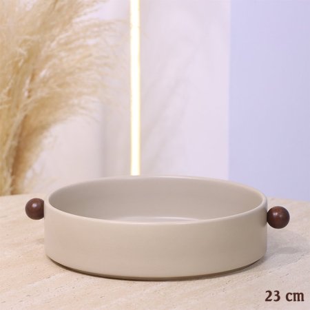 مضيفة بورسلان بيج ماط 23CMبيدين خشب بني غامق YM25051591 ++ع1