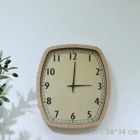 ساعة بلاستك بيضاوي 38*34سم اطار خشبي مكتب ارقام بالطول اسود EL153/4 =ت.ش2