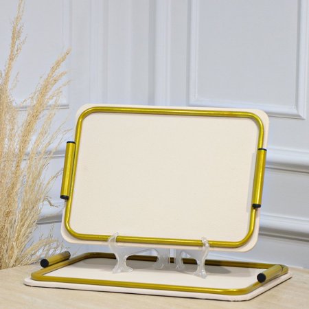 طقم صواني /2 مستطيل اطار تنك ذهبي وجه جلد بيج بيدين مقبض EL113/6 =رم6