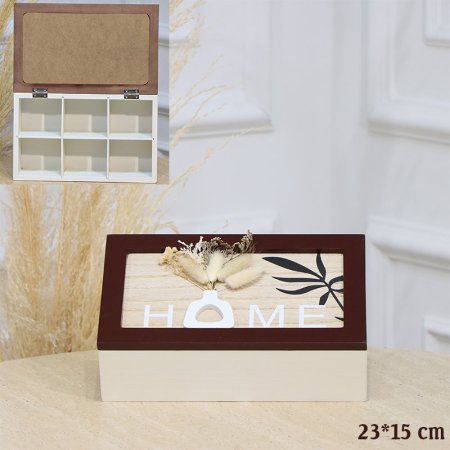 علبة منظم اكسسوارات خشب مستطيل 23*15سم ت.4 ابيض مكتب هوم EL113/9 =رم6