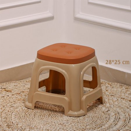 كرسي اطفال بلاستك مربع 28*25سم بيج وجه شكل مخدة عسلي EL167/10 =ت.ش3