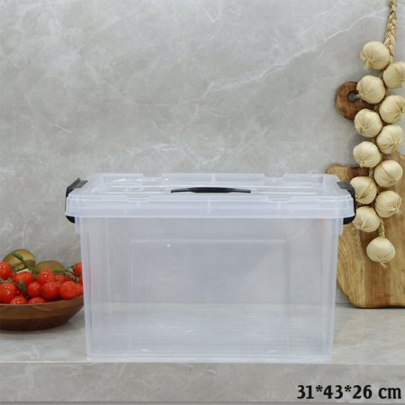 طبروير صندوق بلاستك مستطيل 26*43*31سم شفاف بيد اسود EL167/1 =ت.ش3