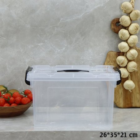 طبروير صندوق بلاستك مستطيل 21*35*26سم شفاف بيد اسود EL167/2 =ت.ش3