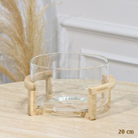 بايركس زجاج مدور 20سم قادعة خشب بامبو EL71/6 =رم4