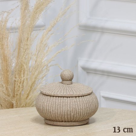 مضيفة مدور 13سم محزز  كابتشينو غطا مسكة طابة EL156/24 =ت.ش1