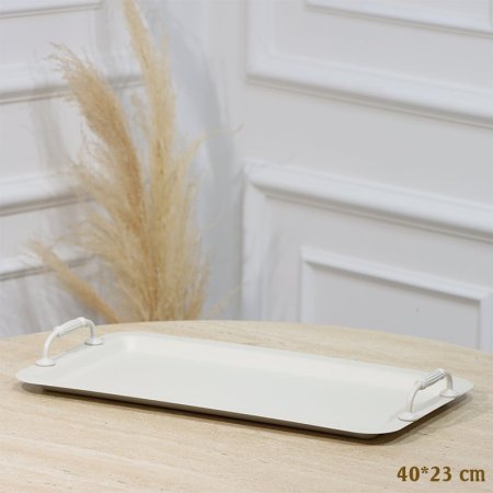 صينية تنك بيج مستطيل 40*23سم بيدين مزخرف EL54/6 =رم4