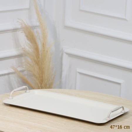 صينية تنك بيج مستطيل 47*16سم بيدين مزخرف EL54/7 =رم4