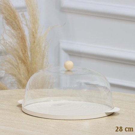 جاط كيك مدور 28سم تنك بيج غطا اكرلك شفاف مسكة طابة EL128/17 =رم1 =رم4