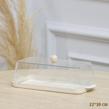 مضيفة تنك بيج مستطيل 22*10سم غطا اكرلك شفاف بيدين EL128/18 =رم4