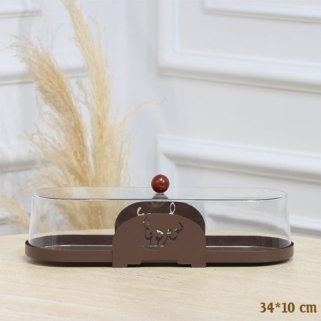 مضيفة تنك بني بيضاوي 34*10سم غطا اكرلك شفاف مكتب نورتونا EL128/26 =رم4