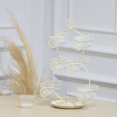 حمالة فناجين قهوة سادة 12عين تنك بيج شكل مدور مكتب نورتونا EL128/34 =رم4