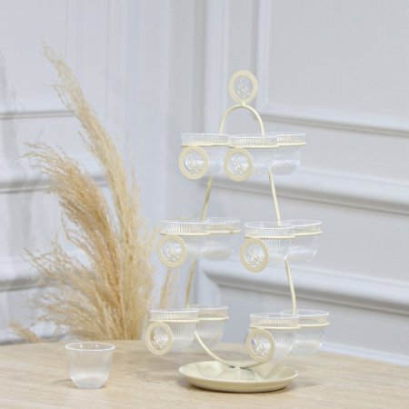 حمالة فناجين قهوة سادة 12عين تنك بيج شكل هرم مكتب نورتونا EL128/35 =رم4