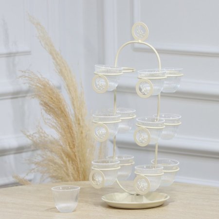 حمالة فناجين قهوة سادة 12عين تنك بيج شكل بيضاوي مكتب نورتوناEL128/36 =رم4