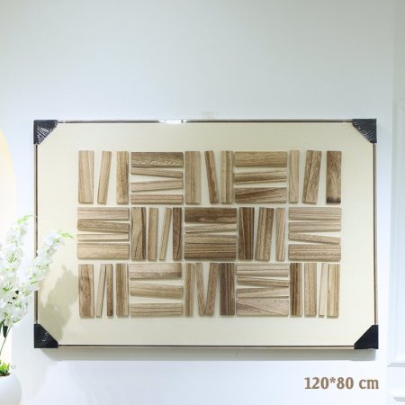 برواز مستطيل 120*80سم اطار بلاستك خشبي وجه بيج عيدان خشبية قصير EL49/20 =رم7