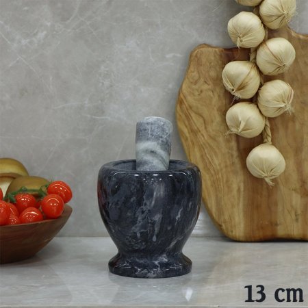 مدق ثوم جرانيت 13سم مدور ماربل اسود وسكني EL173/4 =ت.ش3