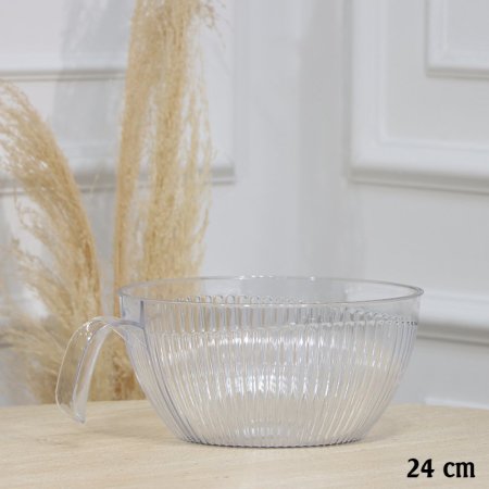 جاط اكرلك شفاف 24سم مدور محزز بيد EL104/23 =رم5