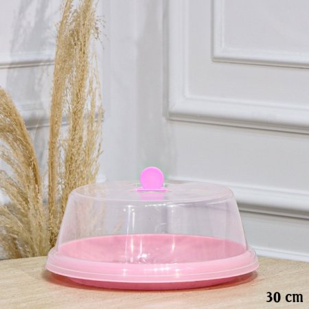 جاط كيك مدور 30سم بلاستك ملون غطا بلاستك شفاف EL170/8 =رم5