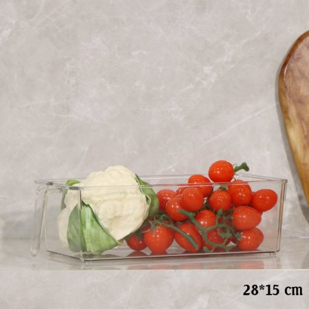 سلة ثلاجة مستطيل 28*15سم اكرلك شفاف بيد سحب EL168/2 =رم5