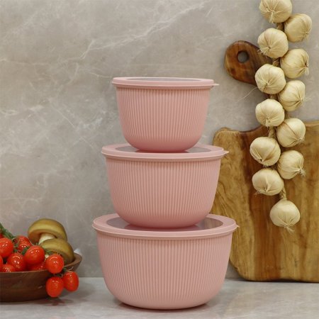 طقم طبروير/3 بلاستك زهري مدور محزز وجه شفاف EL82/1 =ت.ش3