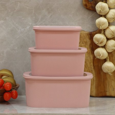 طقم طبروير/3 بلاستك زهري مستطيل محزز وجه شفاف EL82/2 =ت.ش3