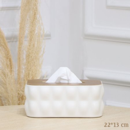 بكيت محارم مستطيل 22*13سم بلاستك بابلز ملون غطا خشب EL172/5 =رم5