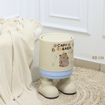 سطل دعسة بلاستك مدور 40سم كريمي بأرجل لعبة  EL178/10 =ت.ش2