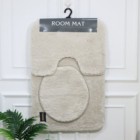 طقم/3 دعسة حمام مستطيل وجه فرو بيج فاتح EL67/1 =رم4