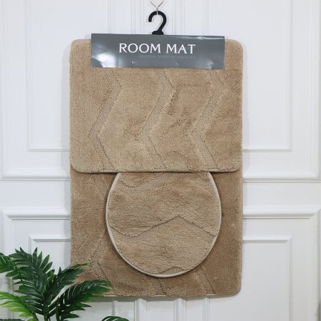 طقم/3 دعسة حمام مستطيل وجه فرو عسلي معرج EL67/10 =رم4