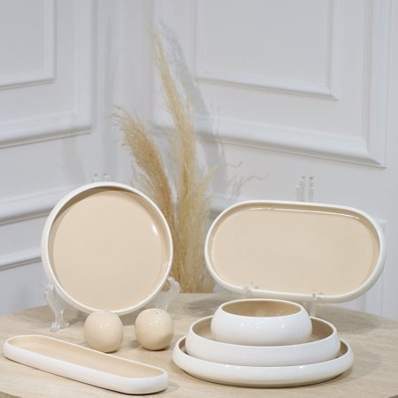 طقم صحون بورسلان 28 قطعة ابيض وجه نسكافيه EL1/17 =رم4