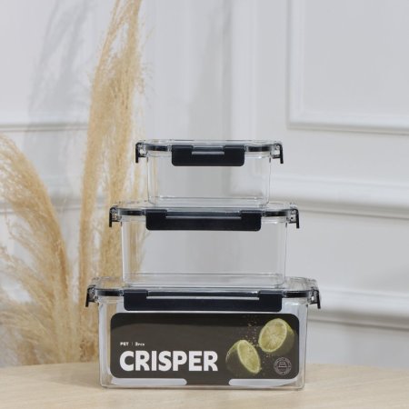 طقم طبروير/3 0.5/1.4/3لتر مستطيل اكرلك شفاف بيدين سكني كبس EL104/16 =رم5