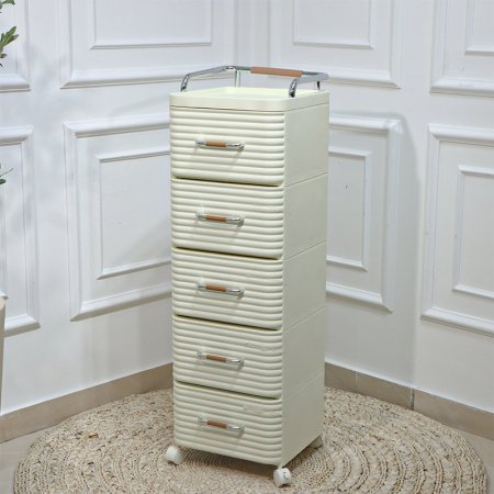 عربية خضار 5 طبقة بلاستك ابيض عجلات EL104/17 =ت.ش1