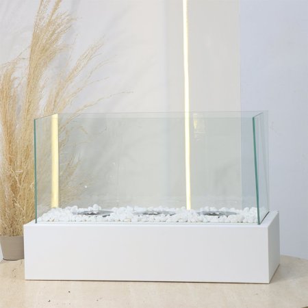 فاير بليس مستطيل 45*20سم وجه زجاج حديد ابيض+ حجار ابيض EL16/18 =رم2 =رم7