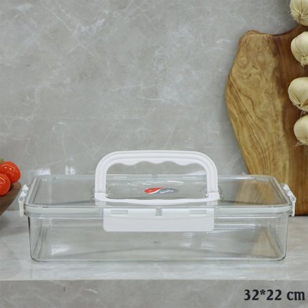 طبروير اكرلك مستطيل 32*22سم شفاف يدين كبس ابيض EL82/10 =ت.ش3