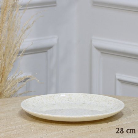 صحن وجبة 28سم مدور ميلامين بيج لميع EL189/7 =ت.ش1