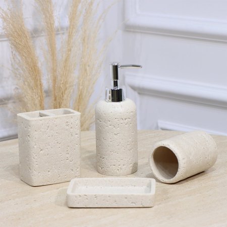 طقم/4 2مصبنة +2كاسة جبص بيج EL177/1 =ت.ش3