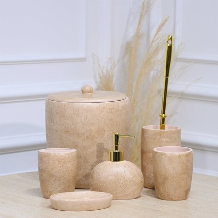 طقم/6 سلة + فرشاة حمام +2مصبنة +2كاسة جبص زهري EL177/5 =ت.ش3