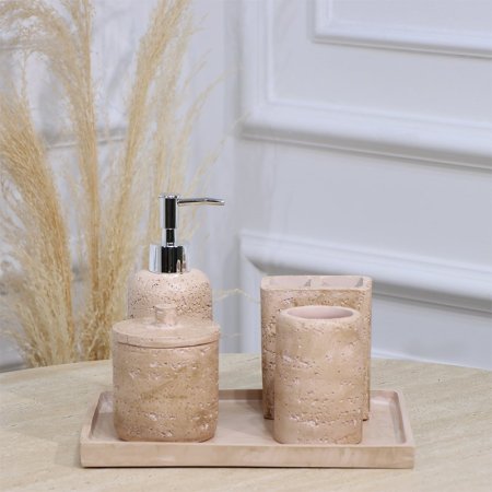 طقم /6 2صينية مستطيل+مصبنة +2كاسة + علبة بغطا جبص زهري EL177/18 =ت.ش3