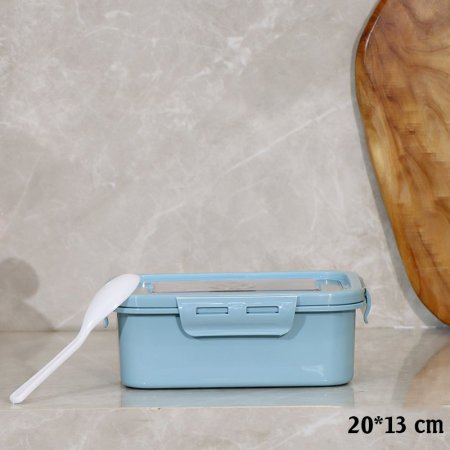 لانش بوكس مستطيل 20*13سم ستانلس غطا اكرلك مع معلقة  EL104/27 =رم5