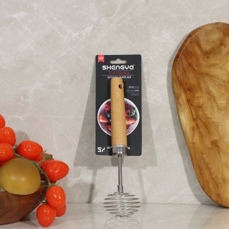 خفاقة مدور ستانلس ستيل كرت يد خشب EL109/10 =ت.ش2